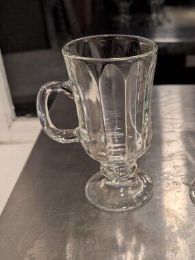 Milan by‎ Libbey Glass Clear Paneled Latte Irish Coffee Mugs Set Of 2